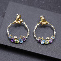 wholesale S925 Silver Secret Garden Designer High-End Natural Gemstone Earrings, Chinese Style Colored Gemstone Ear Studs Earrings-0-3