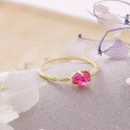 wholesale 9K Gold French Retro Light Luxury Style Red Sapphire Irregular Ring, Summer New Collection by Yili Jewelry-0-1