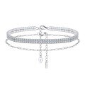 wholesale S925 Sterling Silver Cloud-Pull Jewelry Ankle Bracelet, Double Row Zircon Adjustable Ankle Accessory, Fashion-Forward and Versatile, Wholesale from Manufacturer-0-0