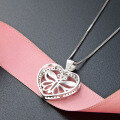 wholesale 925 Sterling Silver Cross-Border New Love Butterfly Necklace Women's Collarbone Chain Fashion Minimalist Diamond-Inlaid Hollow Heart Pendant-0-2