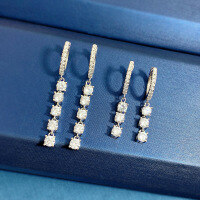 wholesale Metal Material, ZHUOZHFAN Jewelry New European and American Ins Style Daily Small Fashion Versatile Cross-Border 30-Point Ear Hoop Design-E229 Short 925 Silver