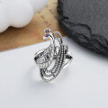 wholesale 925 Sterling Silver Vintage Ethnic Peacock and Phoenix Design Ring, Creative and Stylish Accessory-0-0