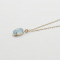 wholesale S925 silver plated with 14k gold, spring Japanese retro style aquamarine necklace by Dunli Jewelry-0-4