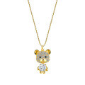 Metal Micro-Pave Moissanite Bear Necklace for Women-0-3