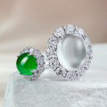 wholesale S925 silver jewelry new style ring set with natural 8*10mm oval water foam open ring cabochon for women-0-0