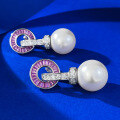 wholesale S925 Silver Metal 14mm Shell Pearl Earrings for Women, Versatile and Elegant, New Live Streaming Style-0-3