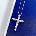 wholesale S925 silver new cross zircon pendant necklace for European and American foreign trade wholesale suppliers-0-5