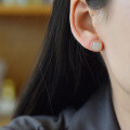 wholesale 925 Silver with Certificate, New Chinese Style Square Ancient Pattern Inlaid Jade Earrings, Simple Hetian Jade Stud Earrings for Women-0-3