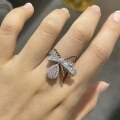 wholesale S925 Sterling Silver Gold-Plated Yellow Diamond Bow Ring for Women, Trendy and Unique Design Hand Accessory-0-3