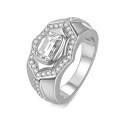 wholesale 925 silver 2ct emerald cut moissanite men's ring for cross-border Europe and America import, does not fade-0-4