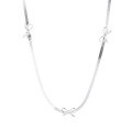 wholesale S925 Sterling Silver Korean Style Minimalist Flat Snake Chain with Bow Accent Necklace, Fresh and Sweet Versatile Accessory-0-4