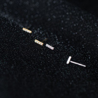 wholesale 925 Sterling Silver Diamond Inlaid Bar Earrings for Women, Korean Style Minimalist and Fresh, Suitable for Pierced Ears Daily Wear M00060-S925 silver pair gold 925 silver