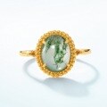 wholesale European and American new exaggerated and unique geometric S925 sterling silver ring, forest-style green moss ring for women, cross-border supply-0-2