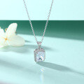 wholesale 925 Sterling Silver Rectangle Zircon Gemstone Crystal Pendant Choker Necklace for Women, Versatile and Ins Niche Style-0-3
