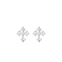 wholesale 925 Sterling Silver Cross Stud Earrings For Women-Silver S999 sterling silver (stamped S999)