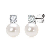 S925 Sterling Silver Light Bulb Freshwater Pearl Earrings-Light bulb earrings [White Gold]  925 Silver