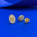 wholesale S925 Silver Gold-Tone Oval Iris Flower Fully Set with Zircon Earrings Vintage Xiaohongshu Live Cross-0-2
