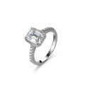 Sterling Silver Geometric Emerald-Cut Moissanite Engagement Ring-0-3