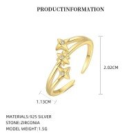 wholesale S925 Sterling Silver Evil Eye Necklace Set With French-style Flower Ring And Zircon Earrings-K2184, white zirconium, 18K yellow plating, Mido 7#&gt;925 silver