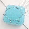 wholesale Sterling Silver S925 Round Bead Anklet for Women, Polished Minimalist Fashion Ankle Bracelet with Bead Charm, Summer Gift for Best Friend Wholesale-0-0