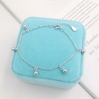 wholesale Sterling Silver S925 Round Bead Anklet for Women, Polished Minimalist Fashion Ankle Bracelet with Bead Charm, Summer Gift for Best Friend Wholesale-JL001519 925 silver