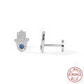 wholesale S925 Sterling Silver Rhinestone Evil Eye Flat Threaded Cartilage Ear Stud, Small Snake Smiley Ear Crawler-0-16