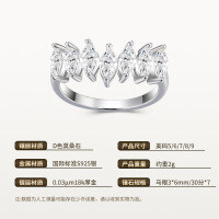925 Silver Marquise Semi-Circle Row Ring Moissanite Jewelry Hot Selling-Marquise 3*6mm/7 x 30-point moissanite/S925 sterling silver; US size 8/Hong Kong size 17