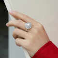 925 Sterling Silver Large Flower Moissanite Ring Women's Ins Style Luxury-0-1