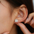 S925 Silver Moissanite Stud Earrings Hip-Hop Square Rhombus Sugar-0-1