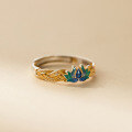 wholesale 999 Silver Fresh and Sweet Ins Style Niche Design Exquisite Gold-Plated Resin Lotus Ring R02746-0-3
