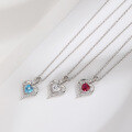 wholesale S925 Sterling Silver Light Luxury Women's Rose Flower Heart-shaped Zircon Pendant Necklace, Cross-border Amazon Best Seller-0-1