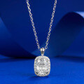 wholesale S925 Silver 2ct Cushion Cut Necklace, Daily Light Luxury Style, Simulated Diamond Pendant, Dropshipping-0-5