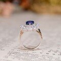 wholesale S925 silver plated with 18k gold, lab-grown royal blue sapphire heart-shaped 7*7mm high-end jewelry closed ring-0-3