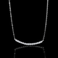 Sterling Silver Moissanite Pendant Necklace, Women's Smile Locket Collarbone Chain-1 carat (set with moissanite)  925 silver