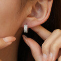 925 Sterling Silver Hip-Hop Asymmetric Geometric Moissanite Earrings for Women-0-0