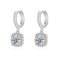 S925 Silver Moissanite Earrings, Luxury Square Studs, Wholesale Factory Direct-0-3