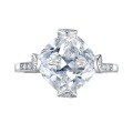 wholesale Simulated Diamond Ring in White Gold, 11*11, G Color, Ice Flower Cut, Diamond-Enhanced Wedding Ring Set for Women-0-4