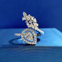 wholesale Metal: 925 Sterling Silver Mu Jing Jewelry New Luxury Light Luxury Simulated Diamond European and American Open Ring Cross-Border Ins Style-K026 White Diamond Adjustable opening