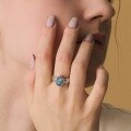 wholesale S925 Sterling Silver Japanese and Korean New Retro Light Luxury Jewelry Waterdrop Natural Sky Blue Topaz Ring Wholesale-0-1