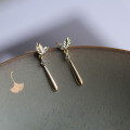 wholesale 9K Gold Japanese Korean Style Exquisite Gentle and Lively Leaf Drop Earrings Ear Studs-0-1