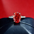 wholesale 925 Sterling Silver Full Setting, 4ct Padparadscha Red High Carbon Diamond Ring, 9*13-0-3