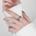 wholesale S925 Sterling Silver Korean-style Minimalist Bohemian Leaf Trendy Ins-style Open Adjustable Ring-0-3