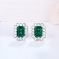 wholesale 925 Silver Yuntong Jewelry New Retro Emerald-Inlaid Small Octagon Fashionable and Elegant Slimming Women's Stud Earrings-0-1