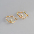 wholesale S925 Silver Plated 14k Gold Small Niche High-end Sweet Style Heart Pearl Earrings-0-2