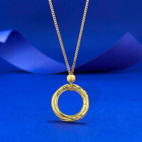 wholesale S925 Silver Qiankun Circle Green Diamond Gold Necklace, Ancient Craftsmanship, Exquisite Texture, Retro Style, Cross-Border Live Streaming-N514 Qiankun Circle Necklace 925 Silver