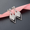 wholesale S925 Sterling Silver Geometric Zircon Diamond Stud Earrings for Women, Minimalist Korean and Japanese Style Rhombus Earrings for Fashionable Office Ladies-0-5