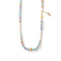 wholesale Silver-toned minimalist rainbow stone butterfly enamel necklace for women, bead-0-4