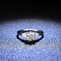 Sterling Silver D Color Moissanite Ring, 1 Carat, Multiple Styles-1 carat (D color moissanite)  17 yards