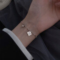 wholesale 925 Sterling Silver Maker Luck Bracelet for Women, Small Niche Minimalist Geometric Cube Ins Wristband Accessory Trendy-0-0