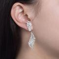 wholesale S925 silver plated with 18k gold, new small elegant style earrings with peacock feather design fully set with Moissanite stud earrings for women-0-3